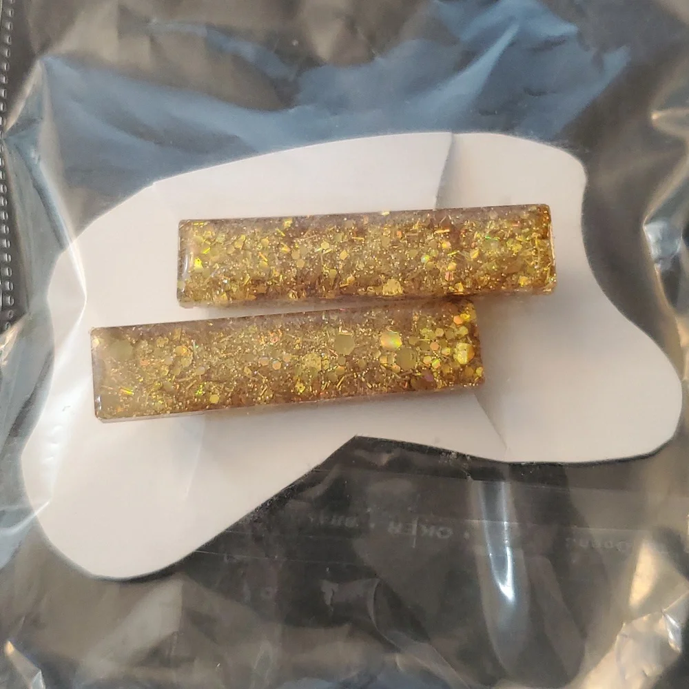 🎁5/$25🎁 Hand-made HandCrafted Glitter Vibes Resin Hair clip Barrettes New